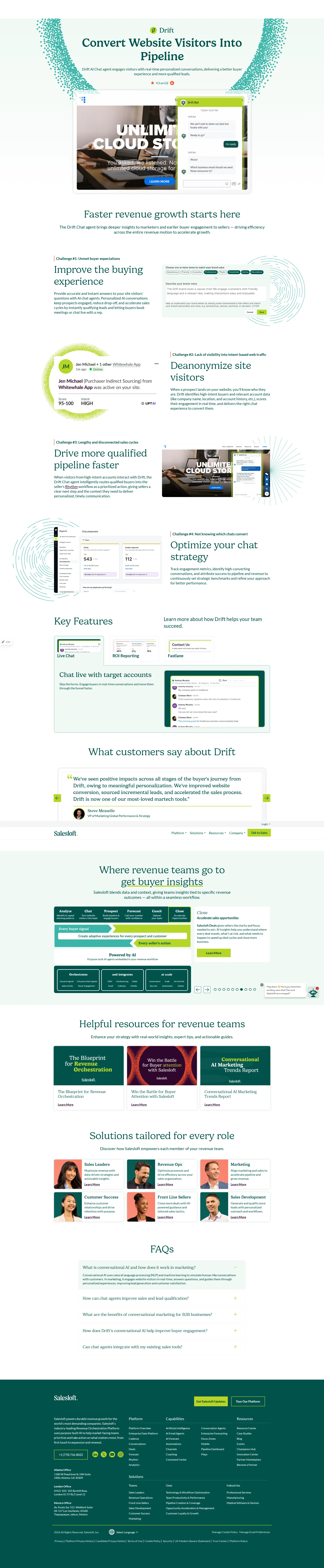 Drift Pro pricing page screenshot