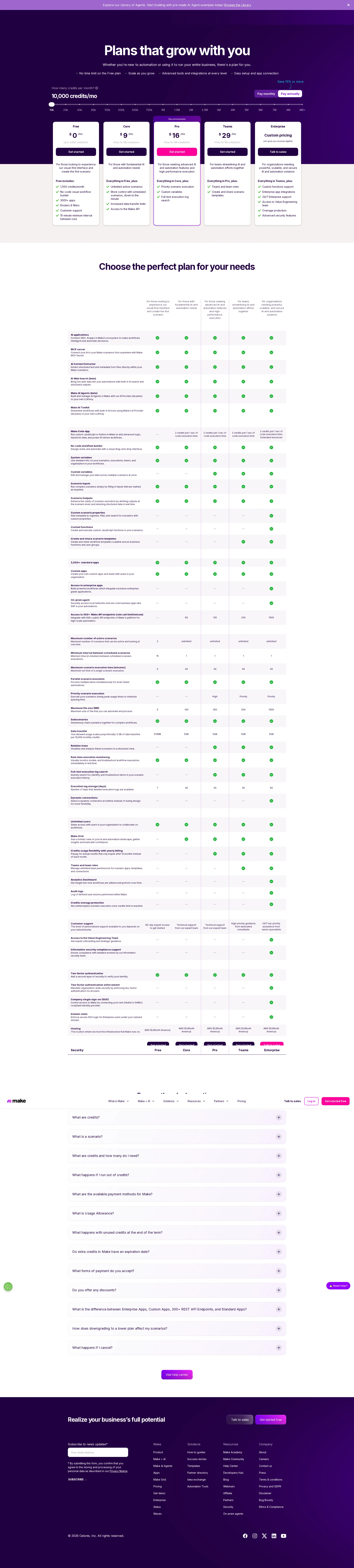 Make Pro pricing page screenshot