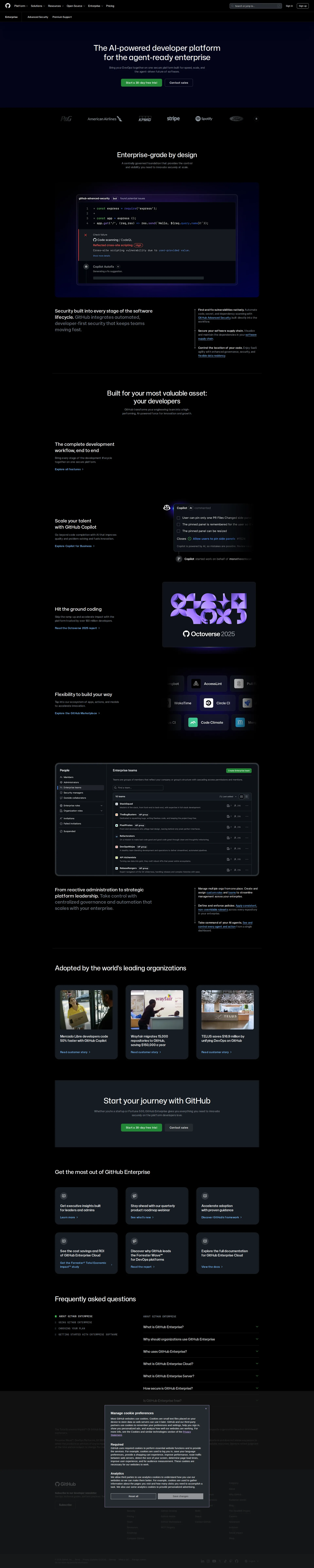 GitHub Enterprise pricing page screenshot