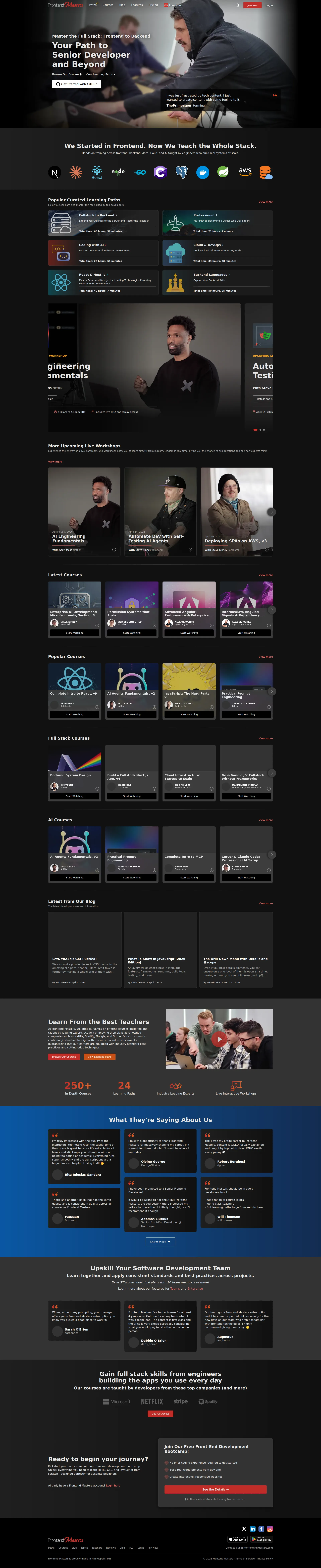 Frontend Masters pricing page screenshot