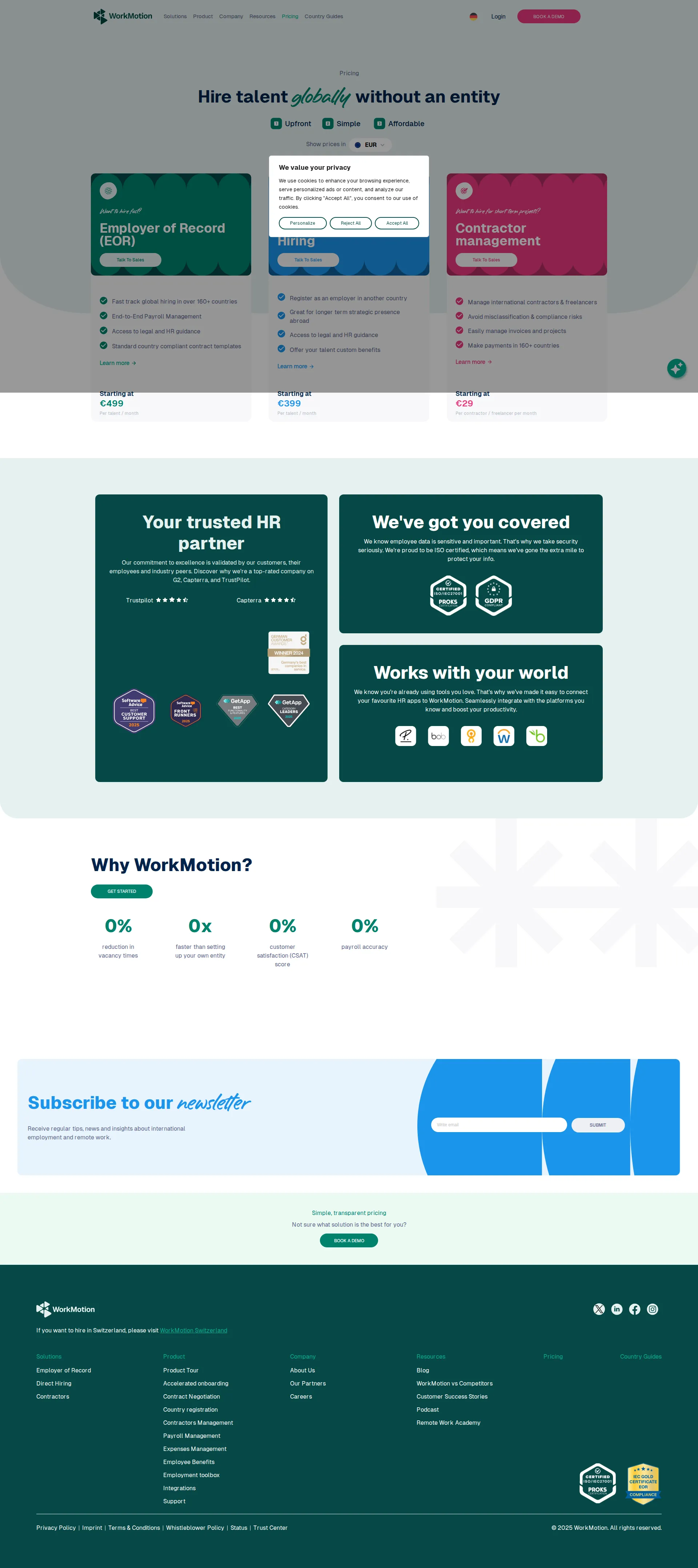 WorkMotion pricing page screenshot