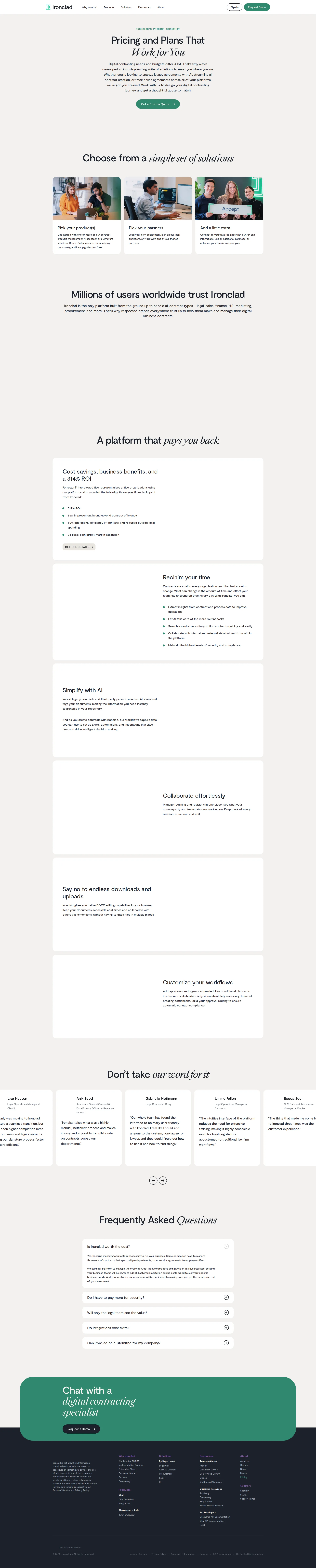 Ironclad pricing page screenshot