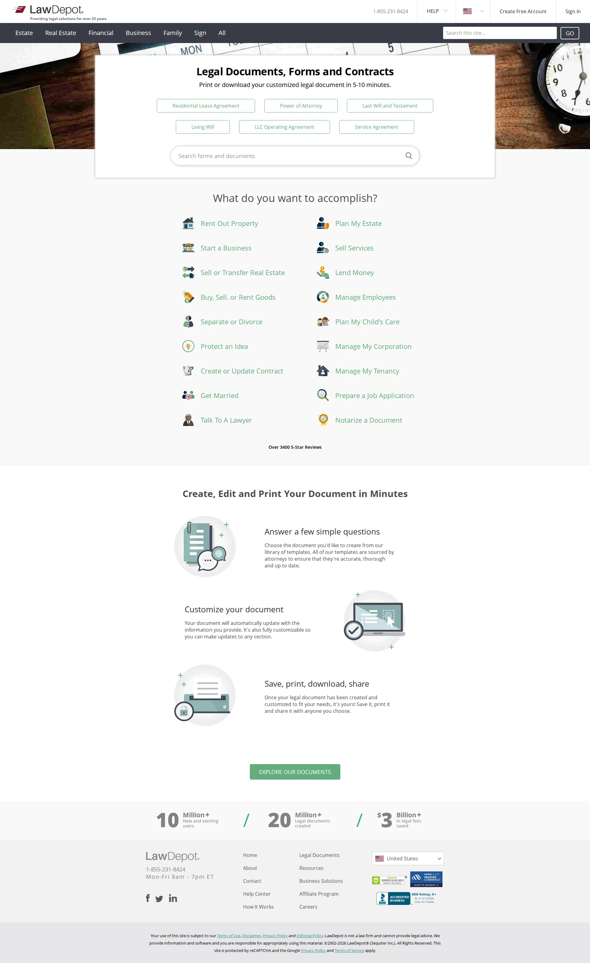LawDepot pricing page screenshot