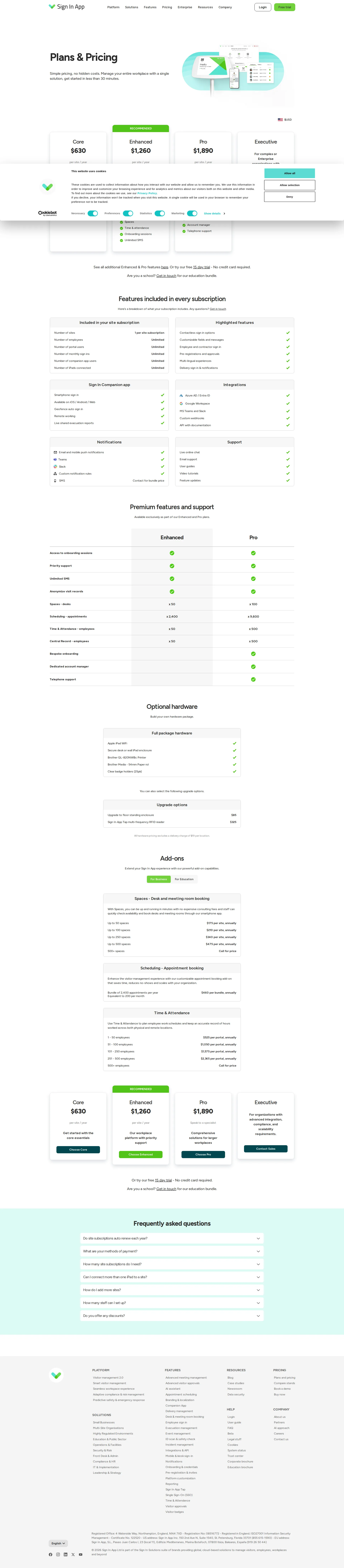 10to8 pricing page screenshot