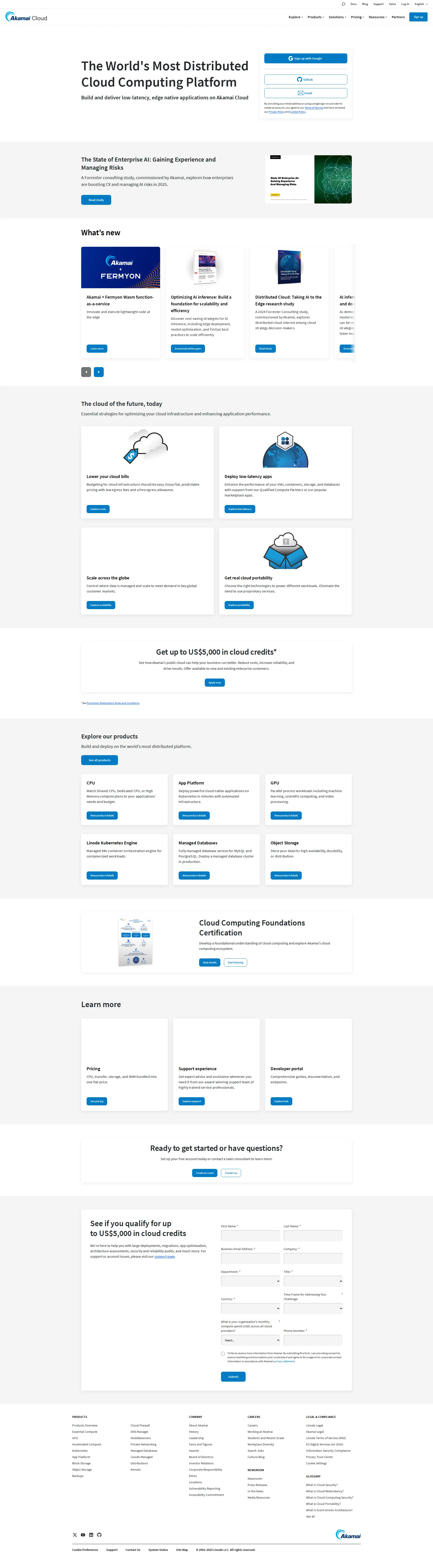 Linode pricing page screenshot
