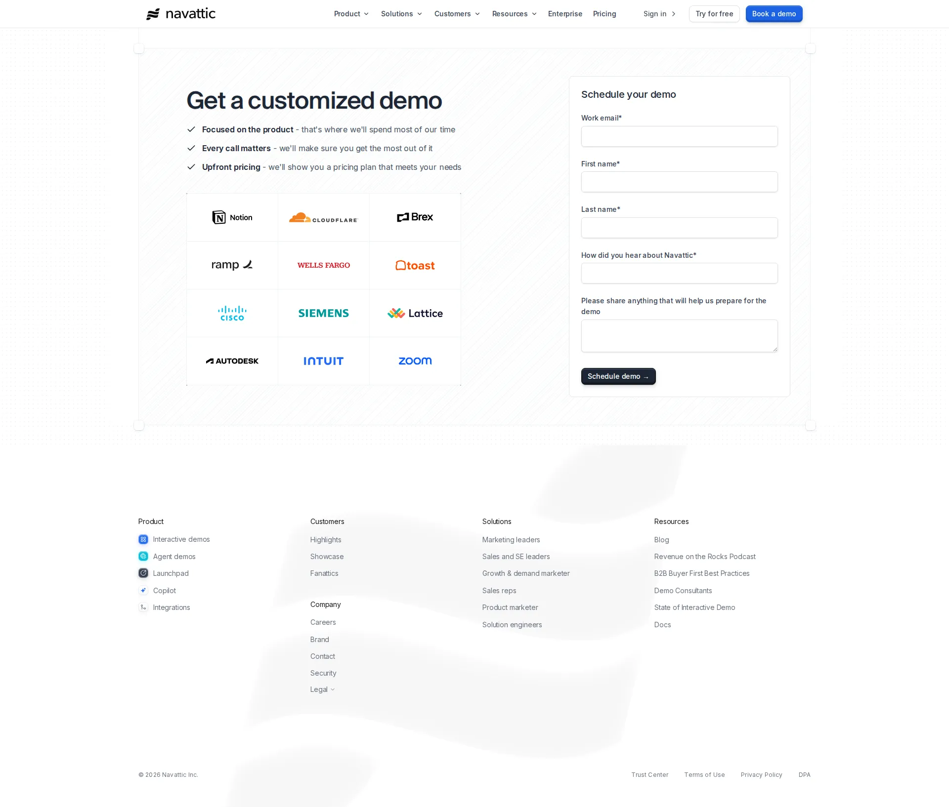 Navattic pricing page screenshot