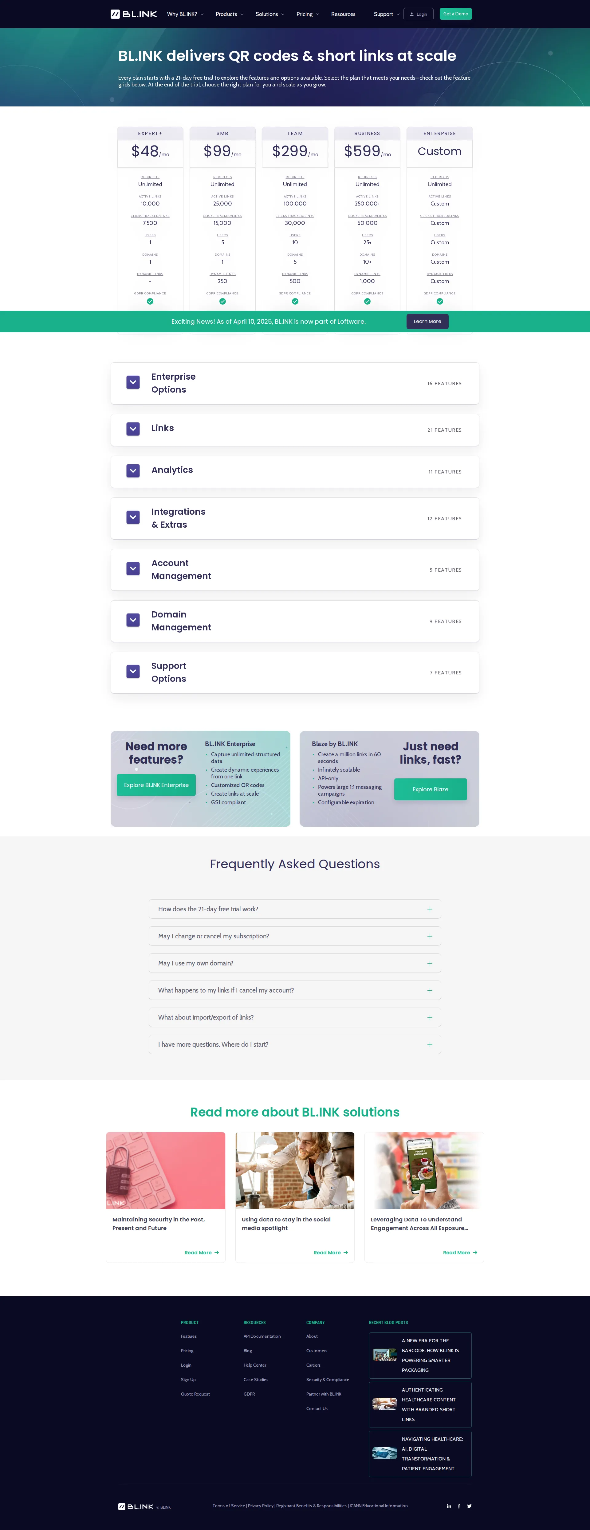 BL.INK pricing page screenshot