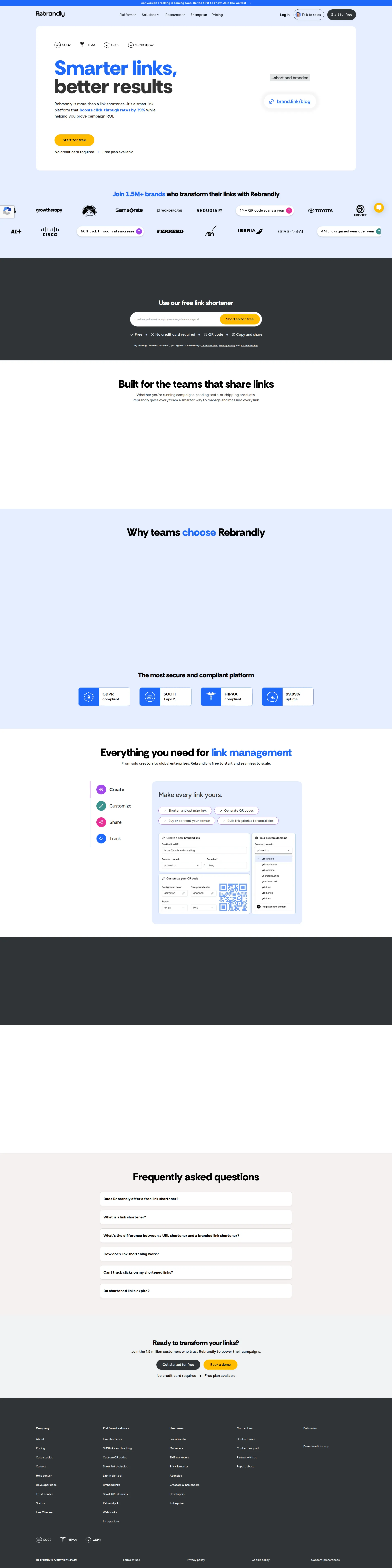 ClickMeter pricing page screenshot