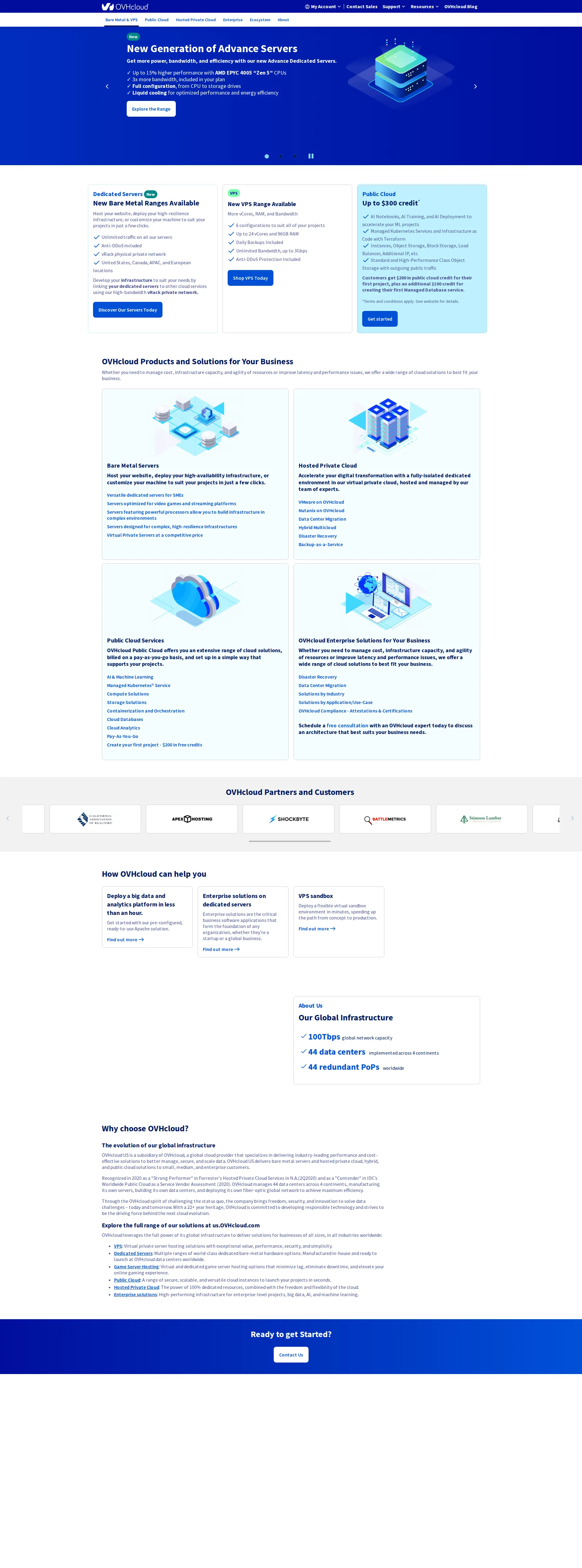 OVHcloud pricing page screenshot