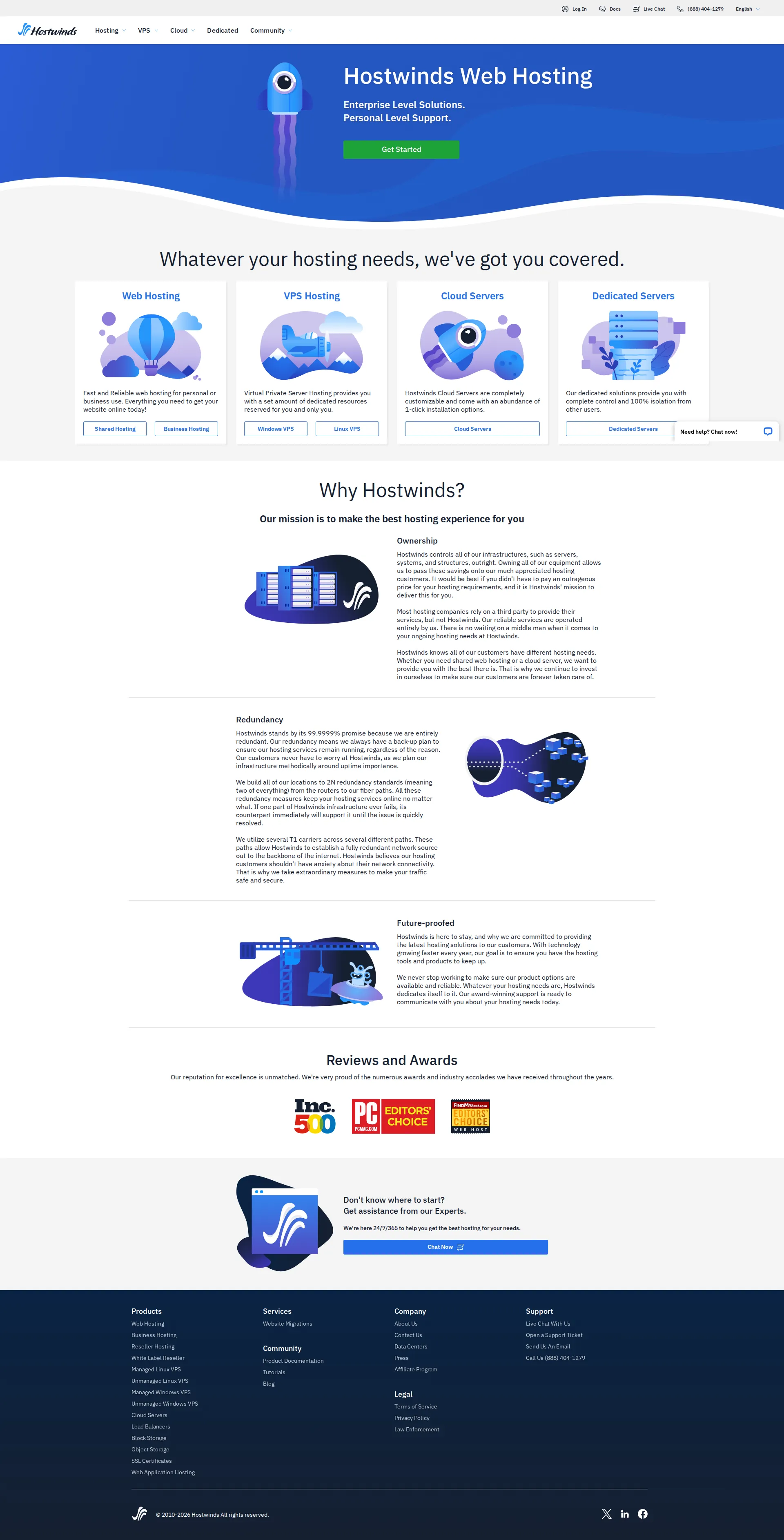 Hostwinds pricing page screenshot