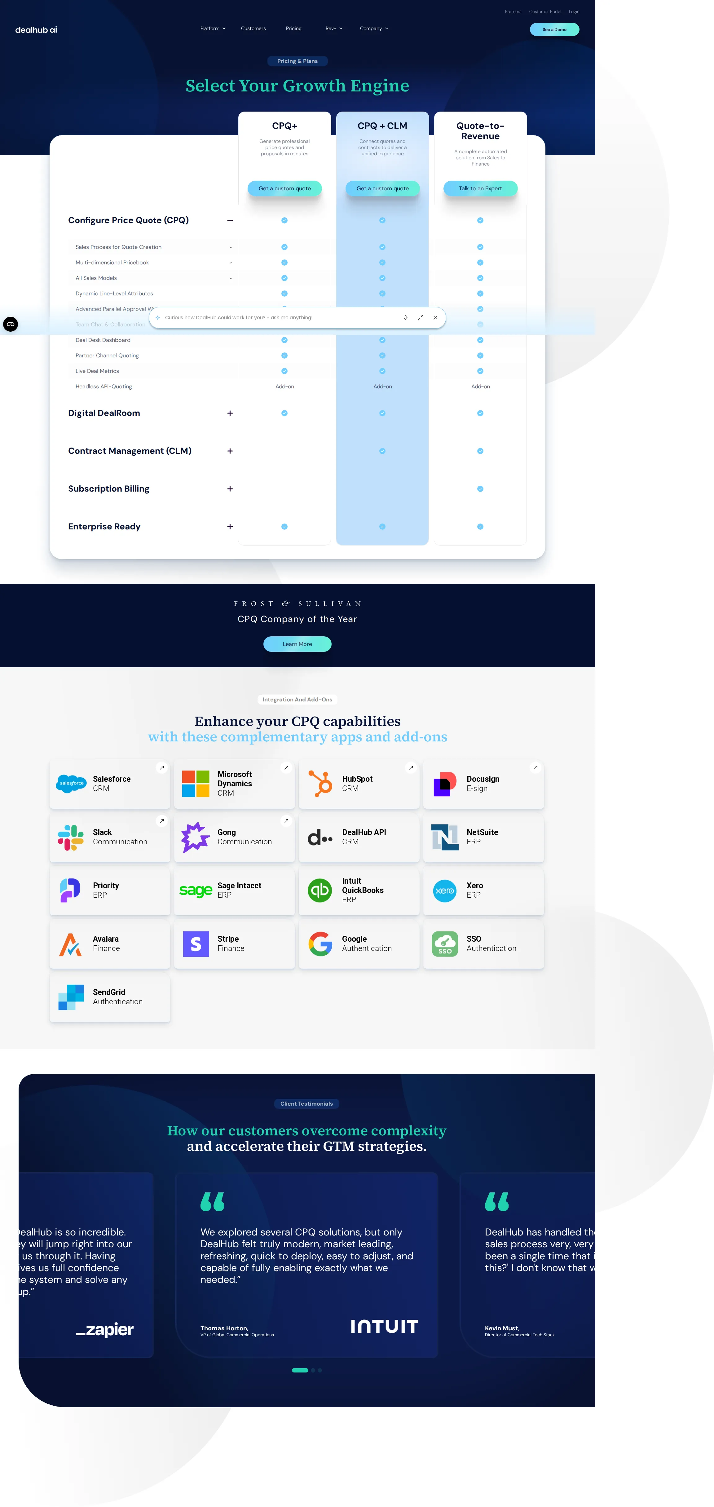 DealHub pricing page screenshot
