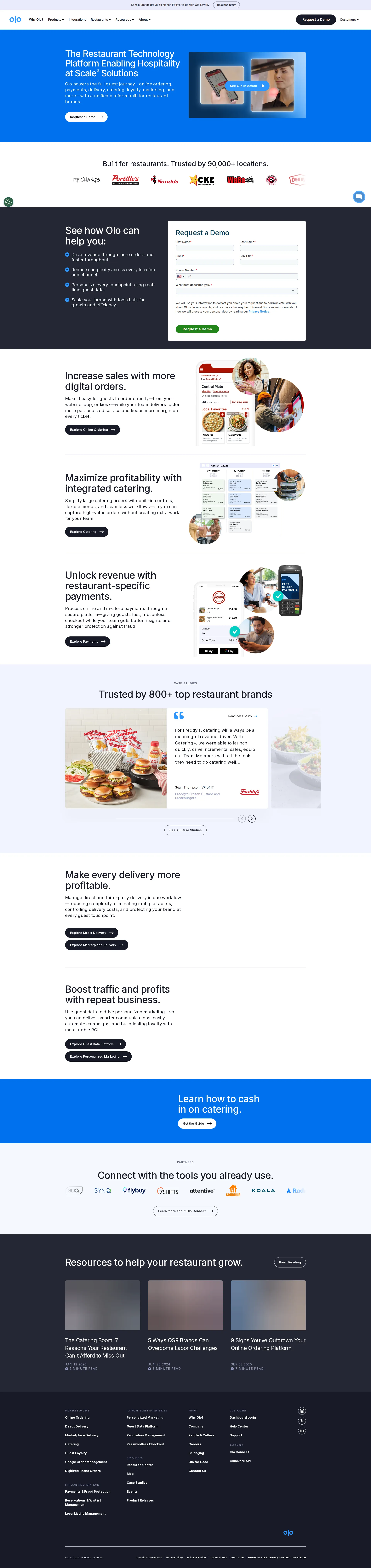 Olo pricing page screenshot