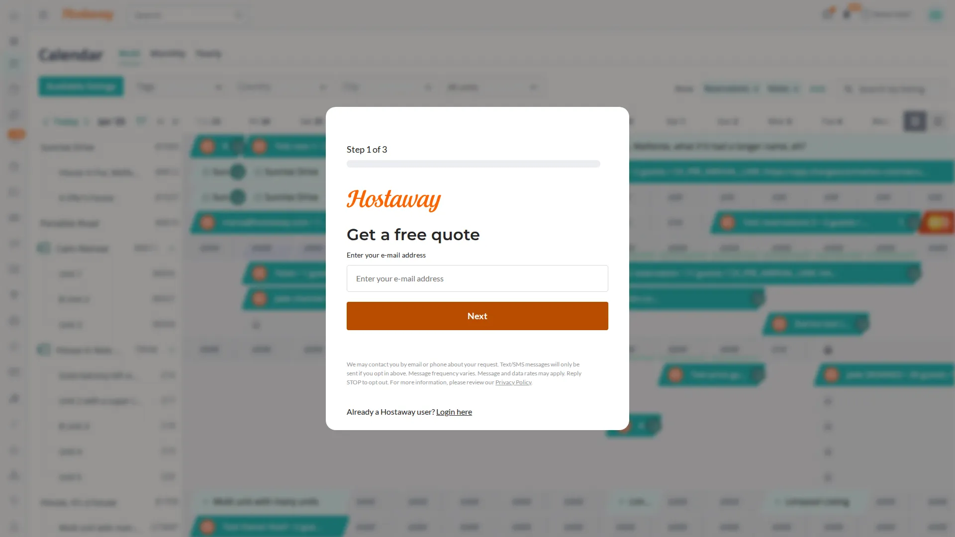 Hostaway pricing page screenshot