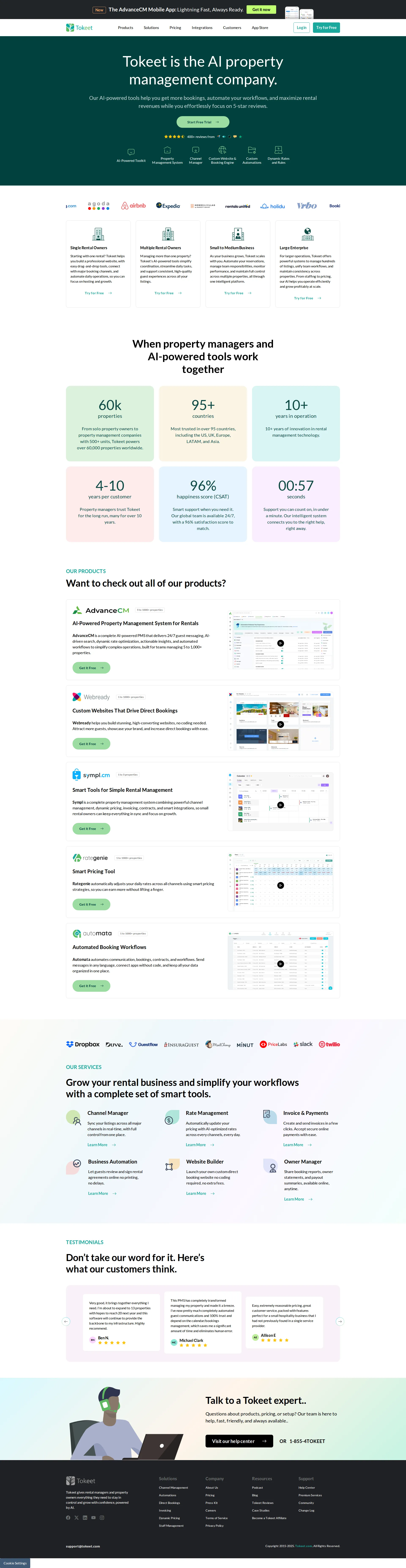 Tokeet pricing page screenshot