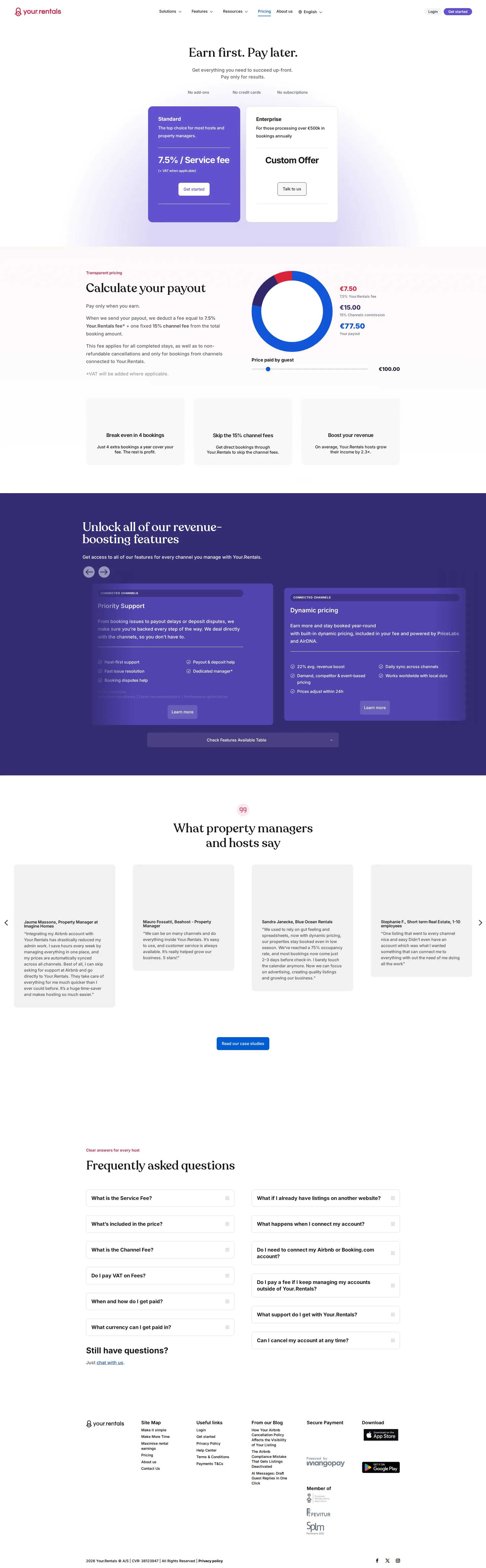Your.Rentals pricing page screenshot