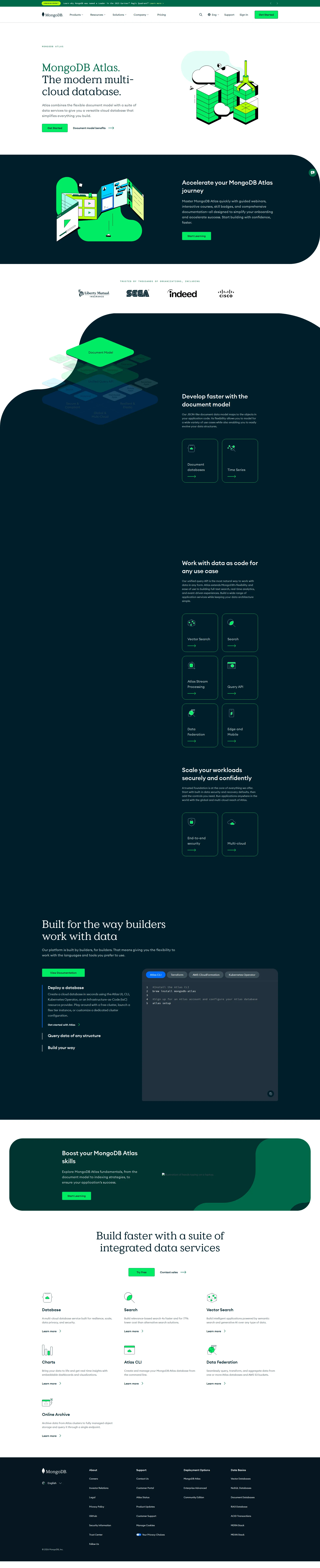 MongoDB Atlas pricing page screenshot
