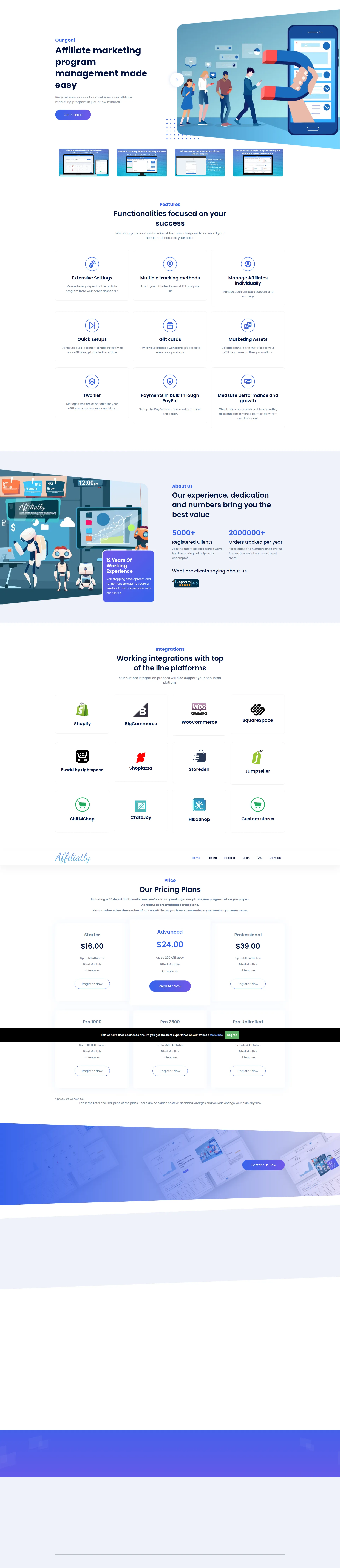 Affiliatly pricing page screenshot