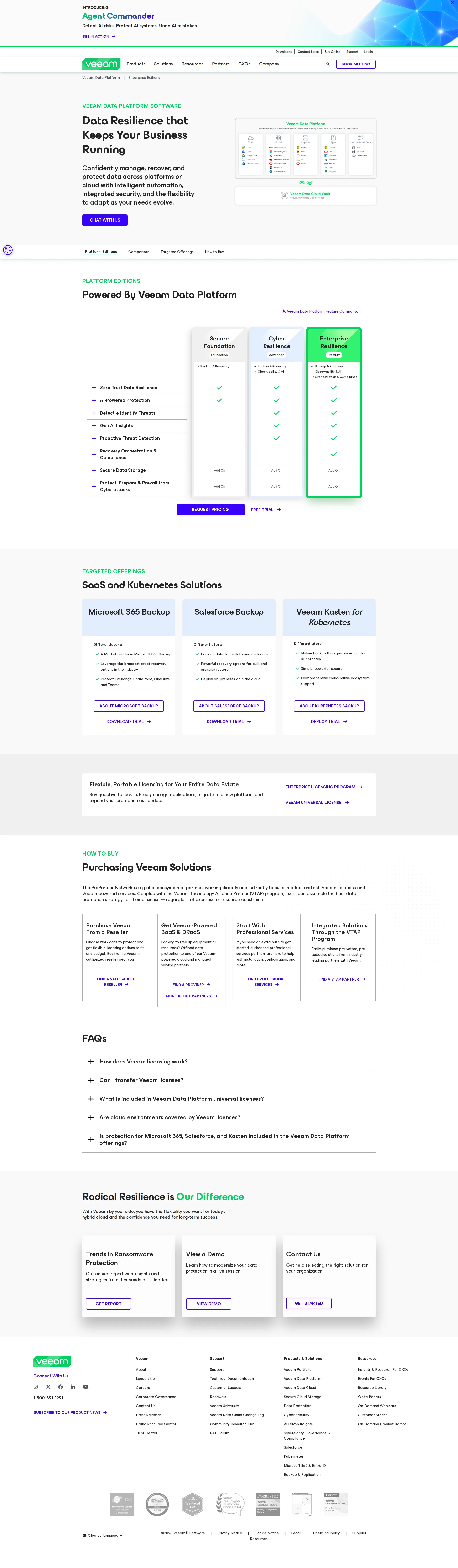 Veeam pricing page screenshot