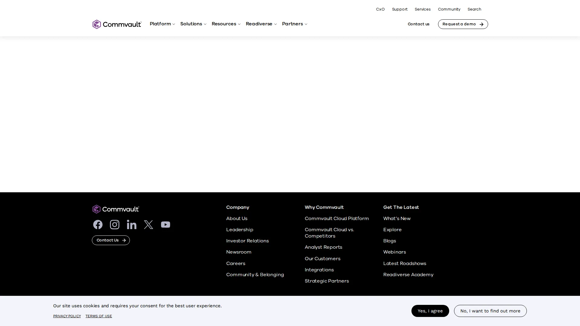 Commvault pricing page screenshot