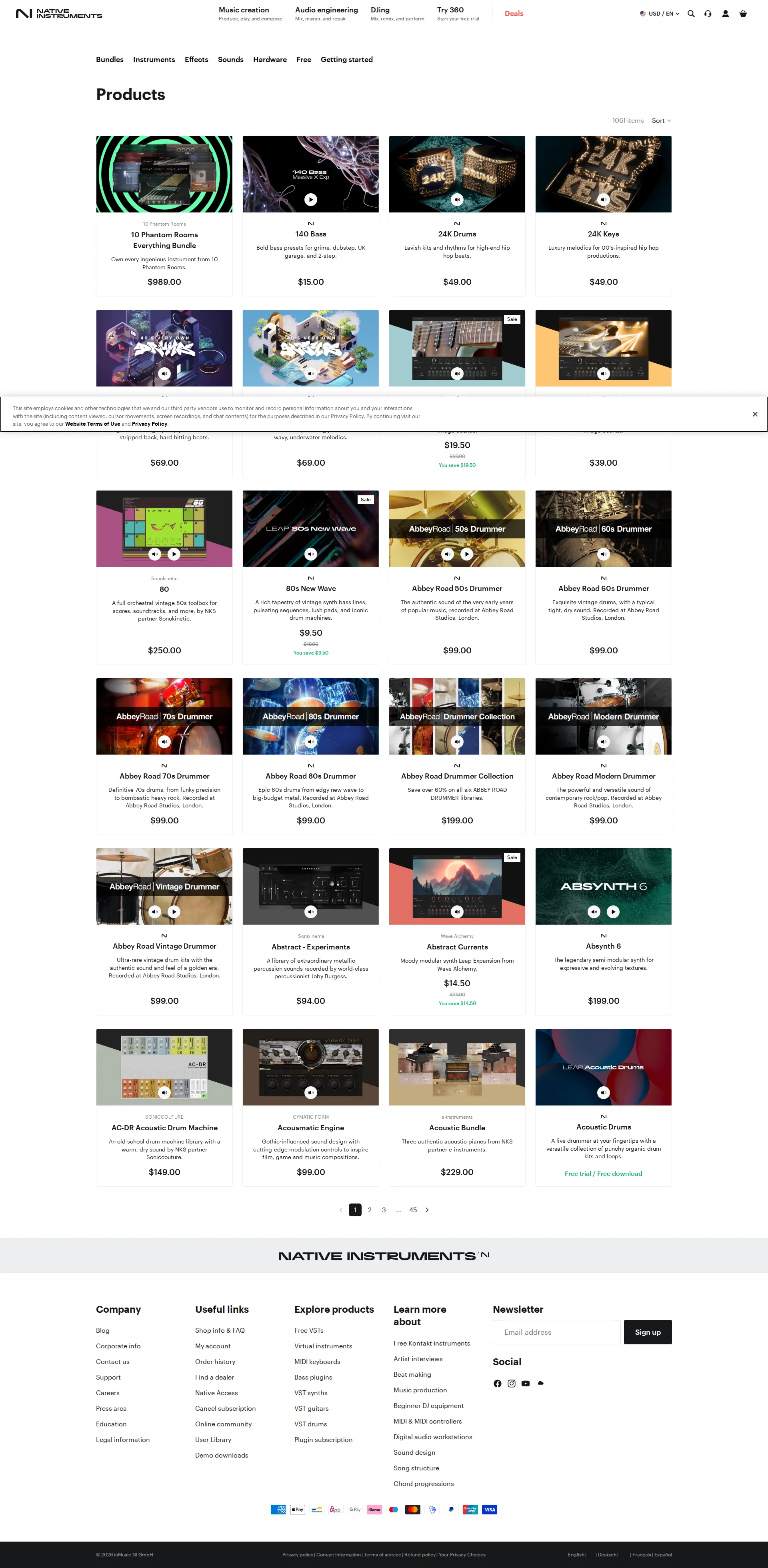 Native Instruments pricing page screenshot