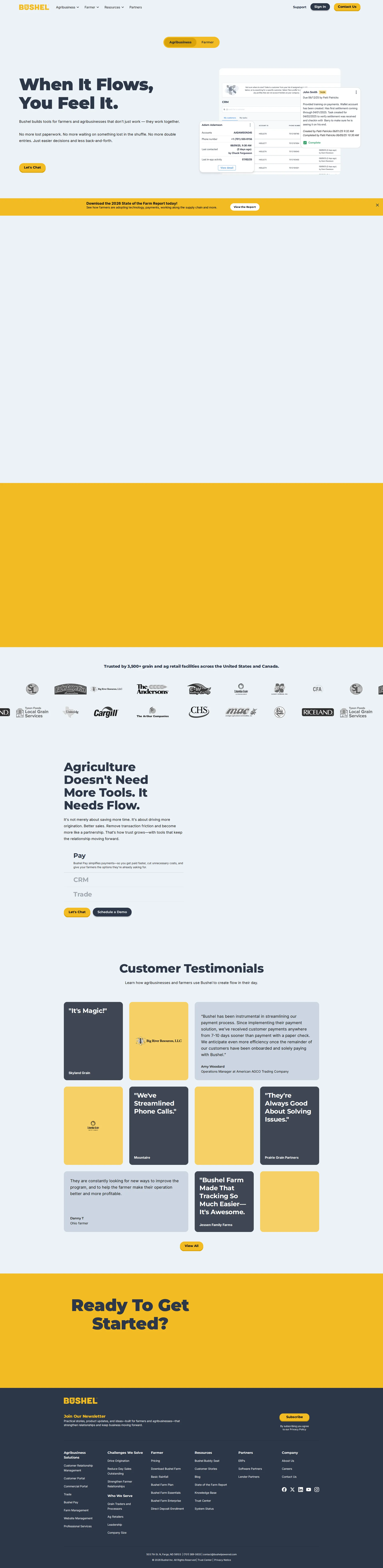 Bushel pricing page screenshot