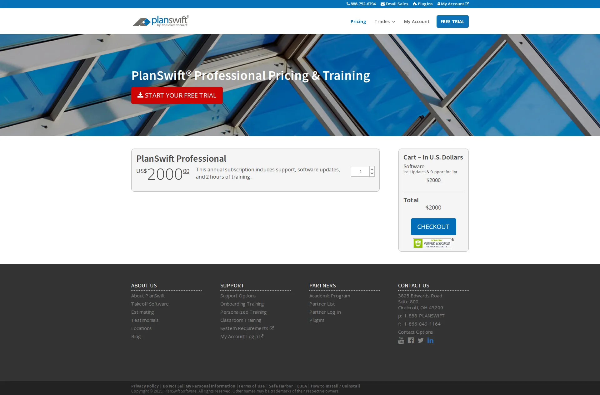 PlanSwift pricing page screenshot