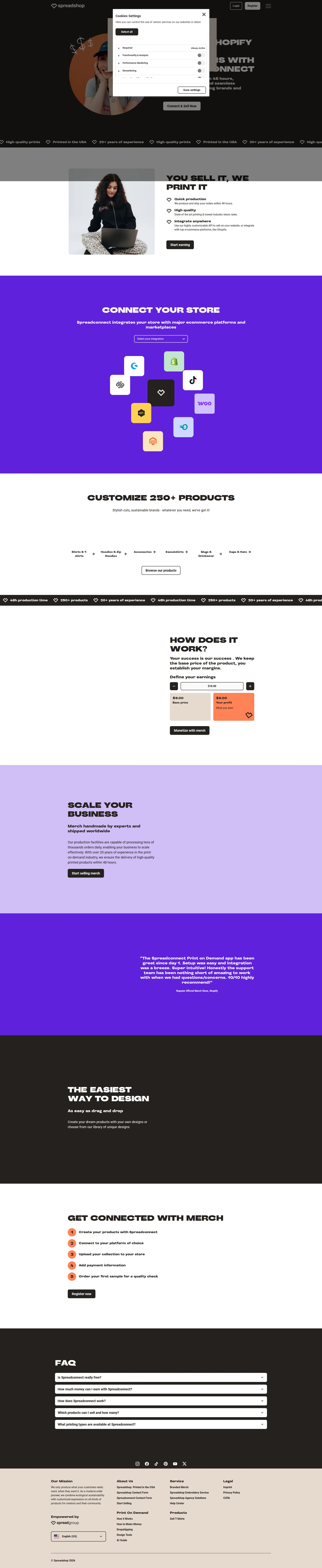 SPOD pricing page screenshot