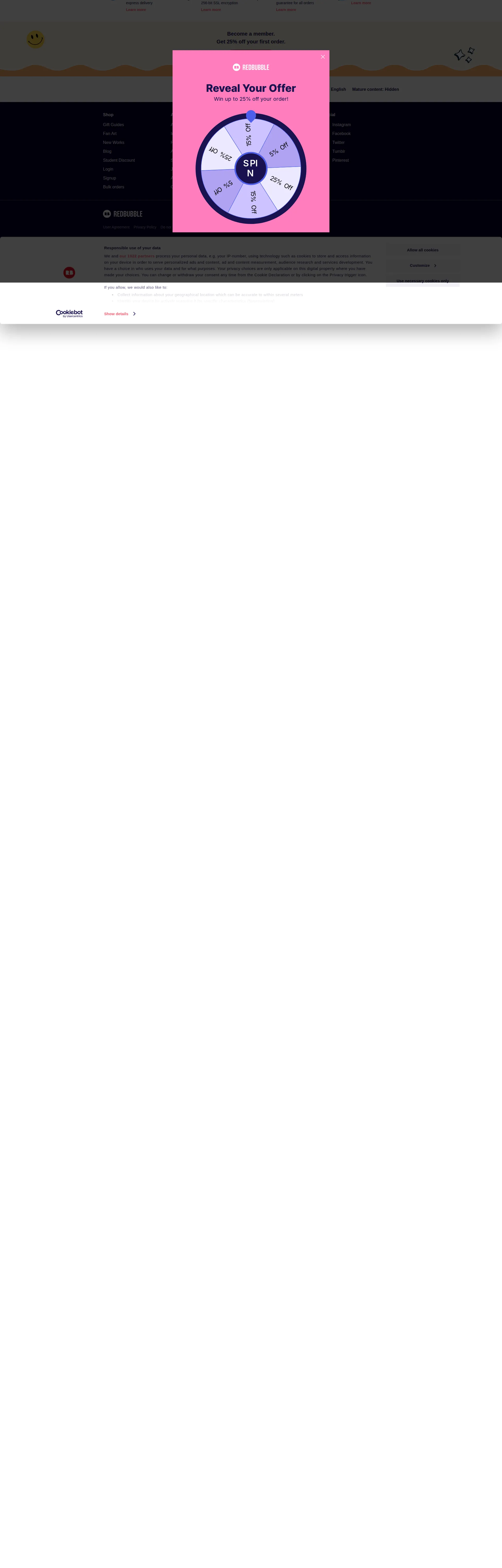 Redbubble pricing page screenshot