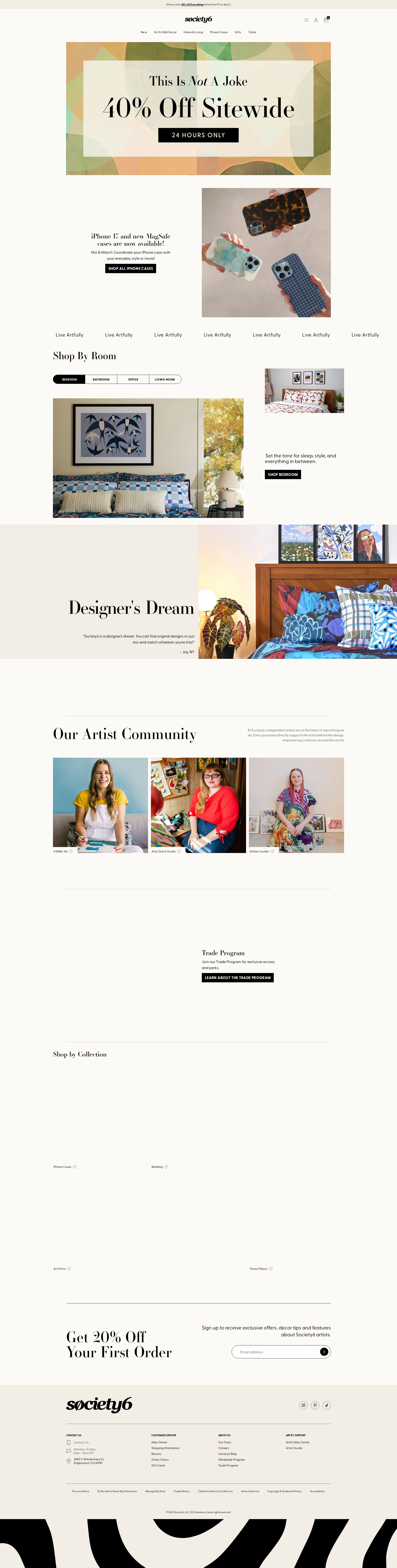 Society6 pricing page screenshot