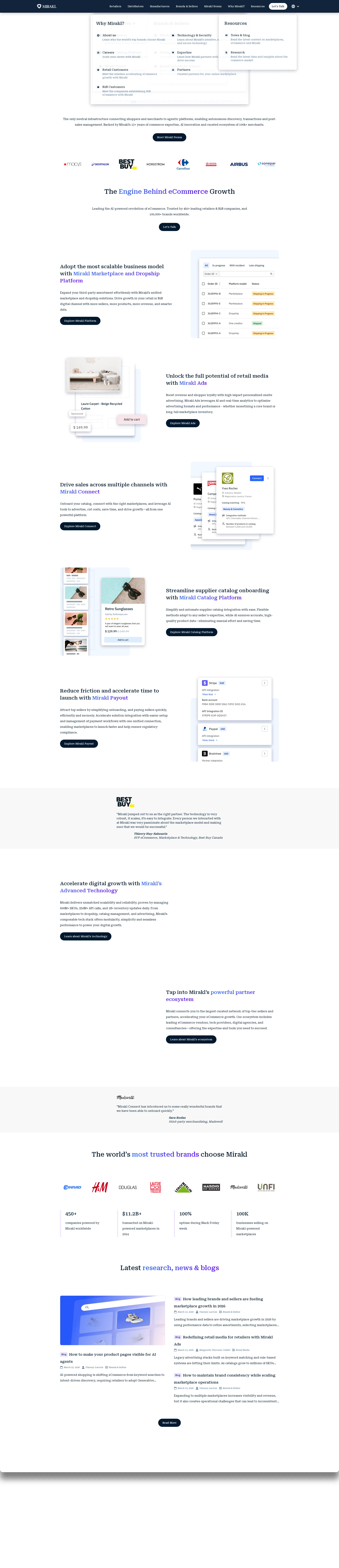 Mirakl pricing page screenshot