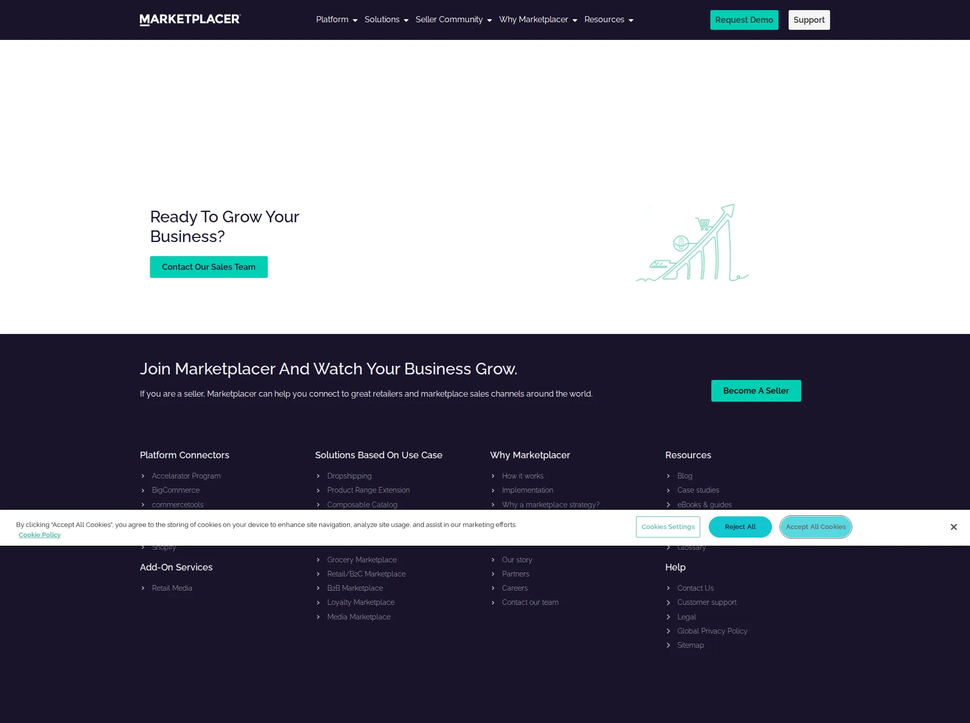 Marketplacer pricing page screenshot