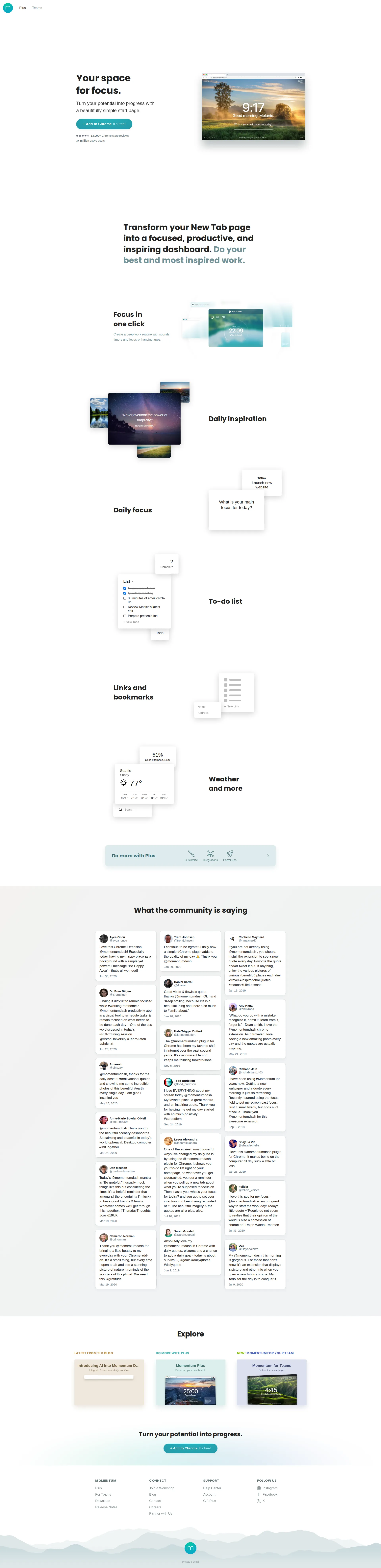 Momentum pricing page screenshot