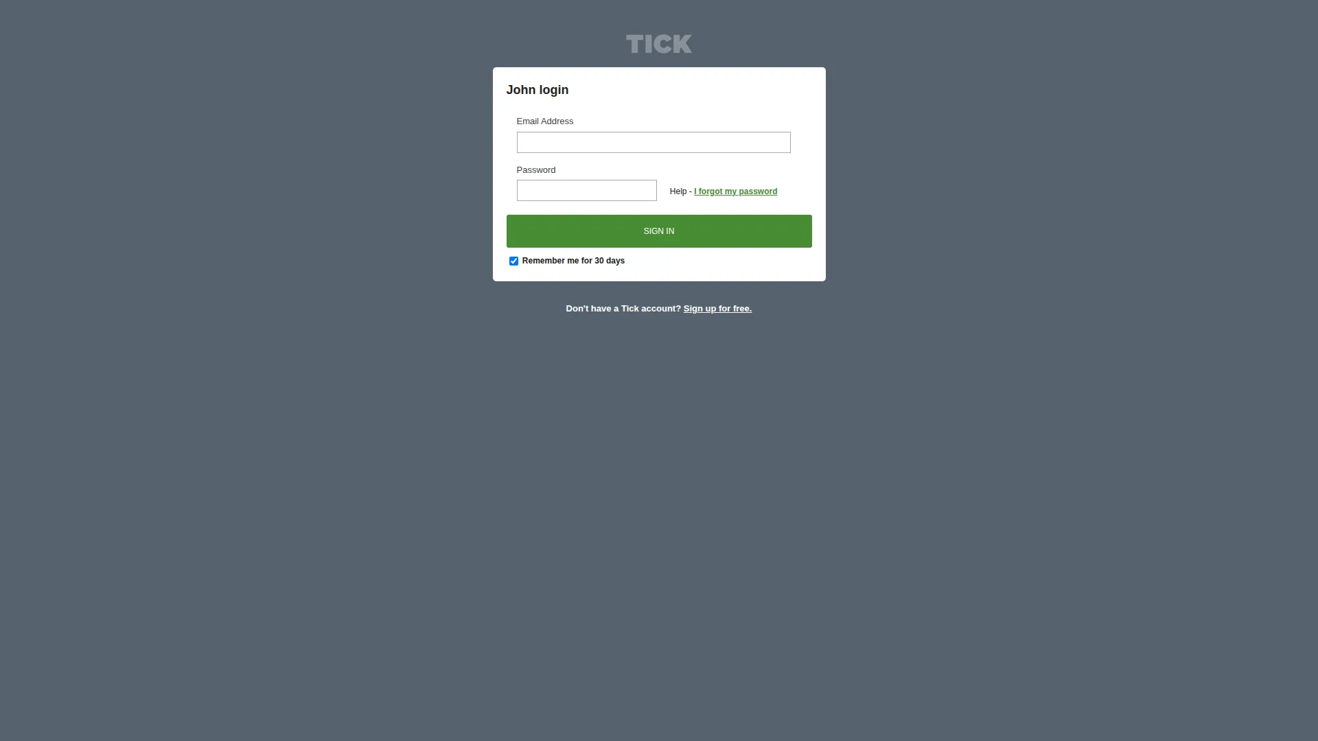 Tick pricing page screenshot