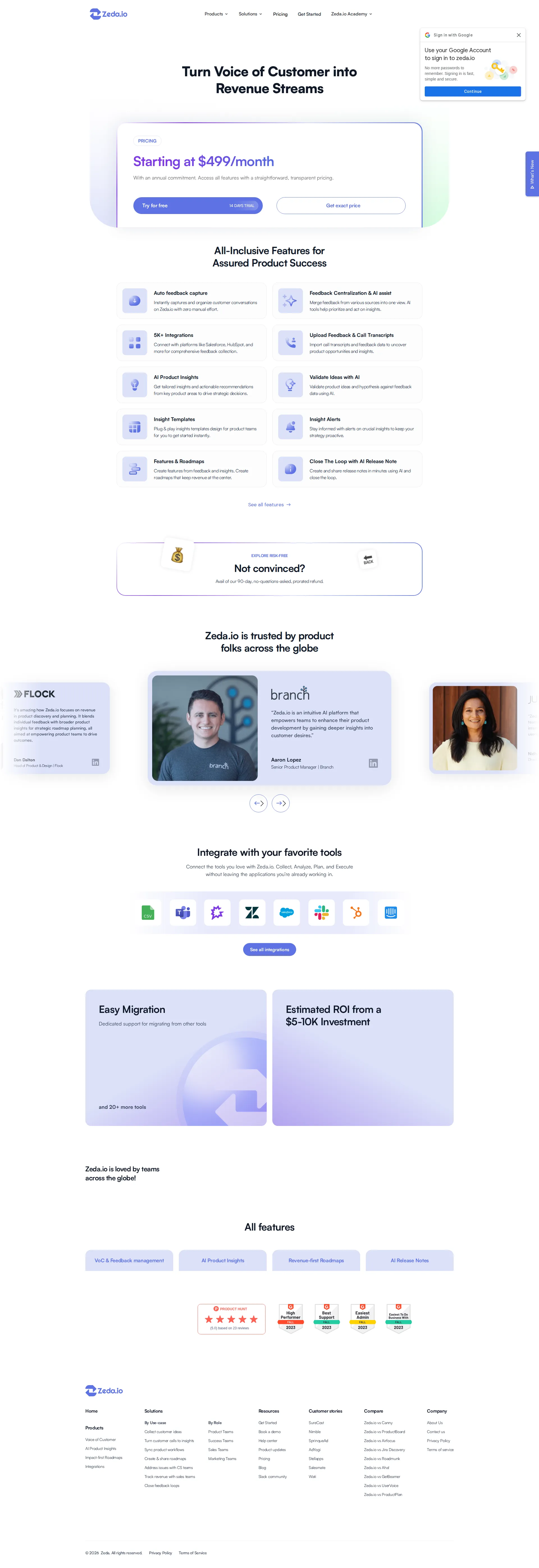 Zeda.io pricing page screenshot