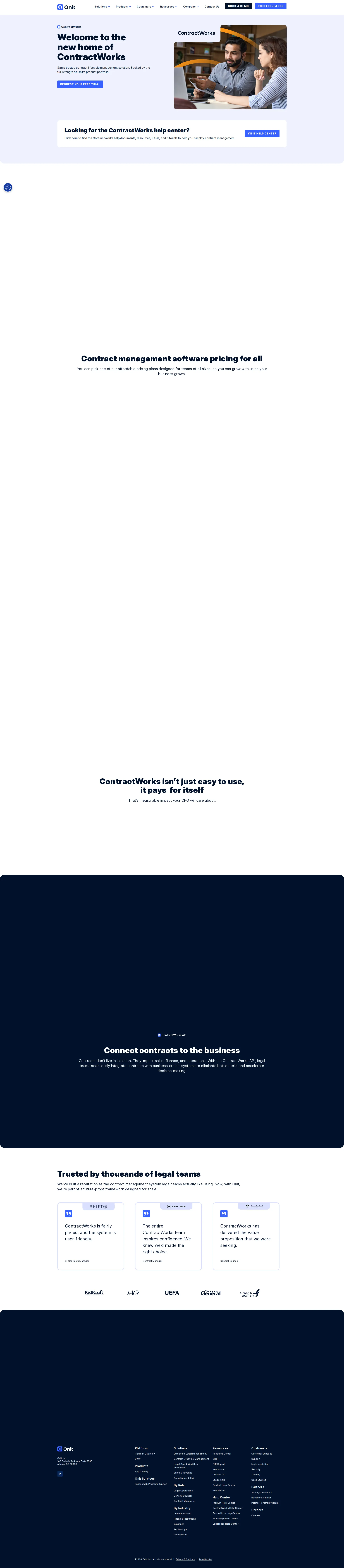 ContractWorks pricing page screenshot