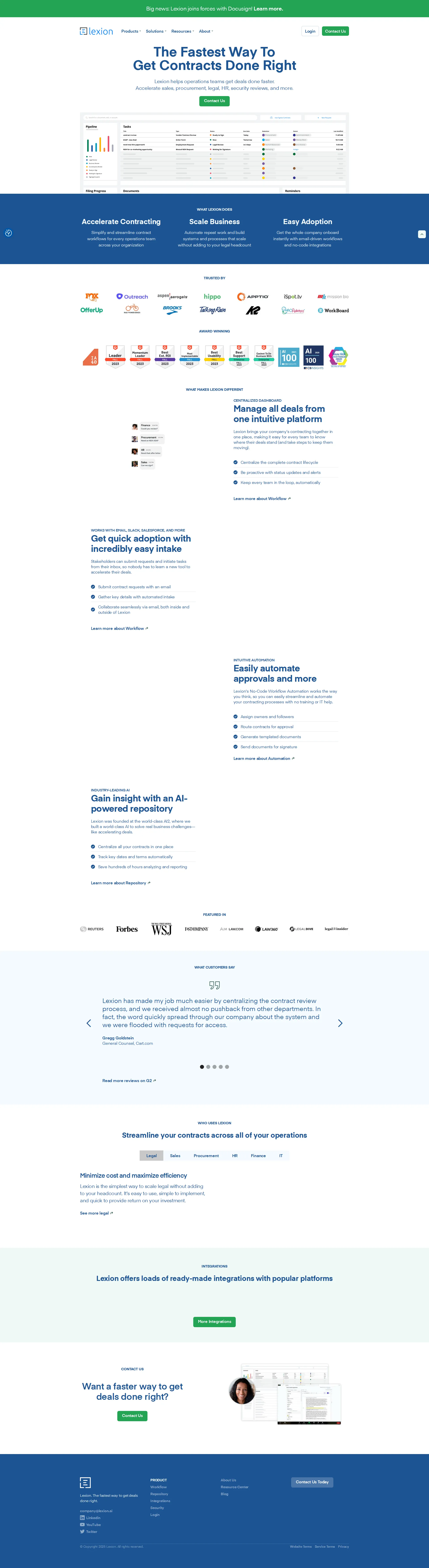 Lexion pricing page screenshot