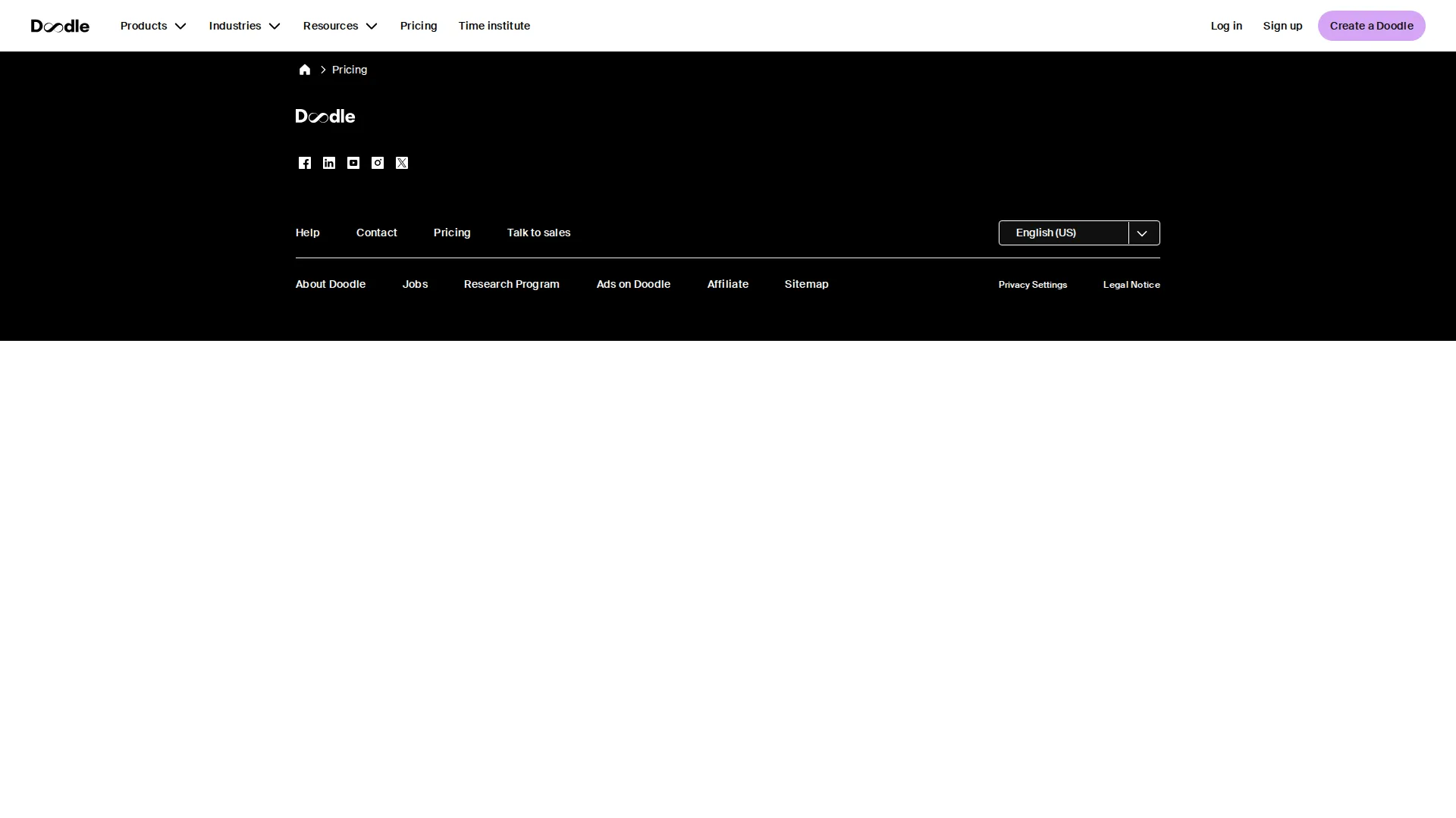 Doodle pricing page screenshot