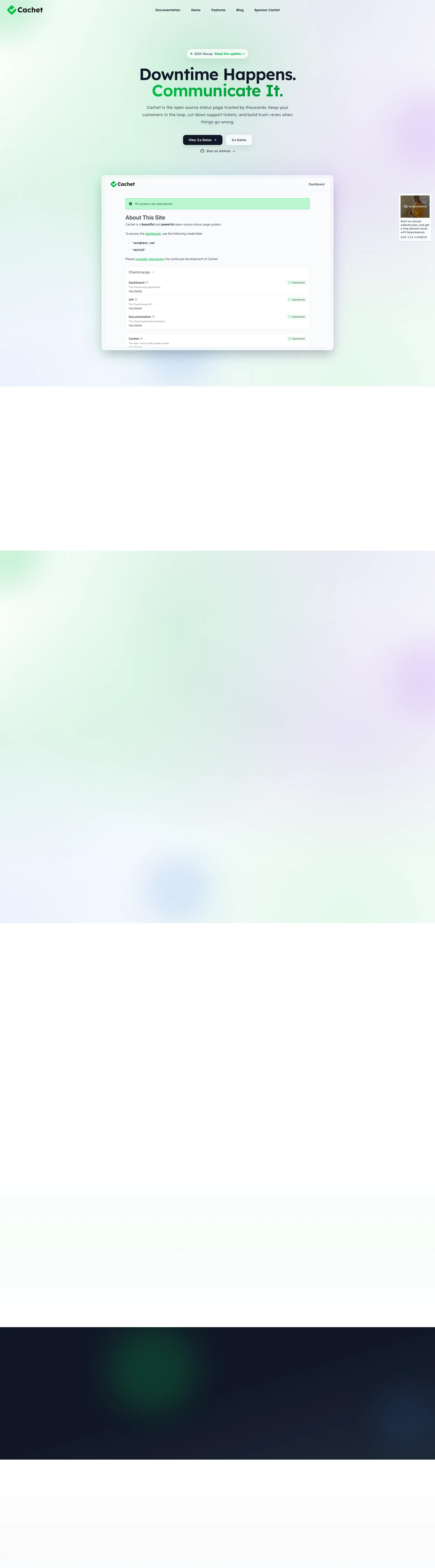 Cachet pricing page screenshot