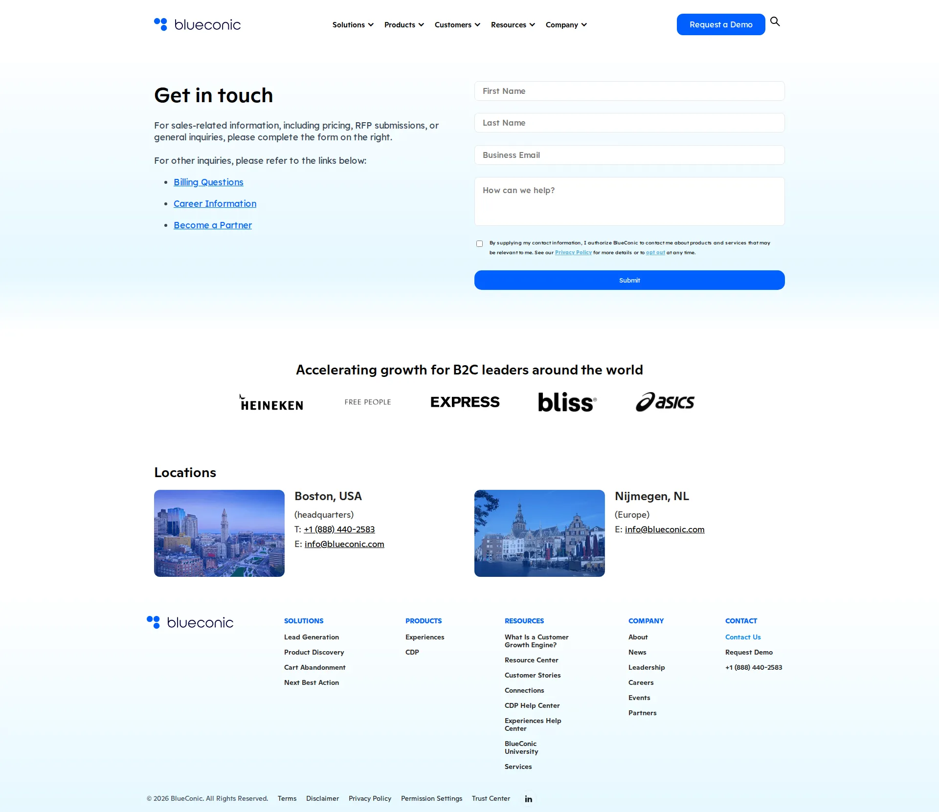 BlueConic pricing page screenshot
