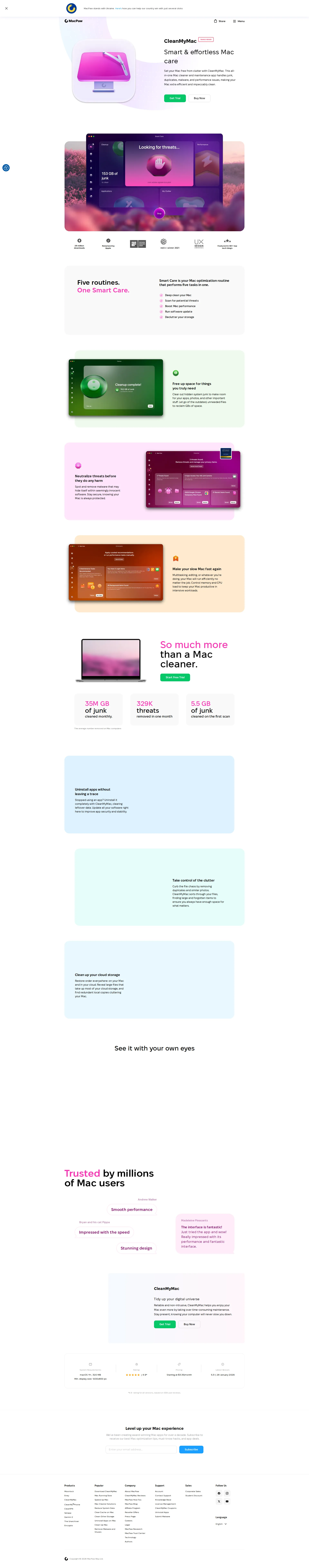CleanMyMac pricing page screenshot