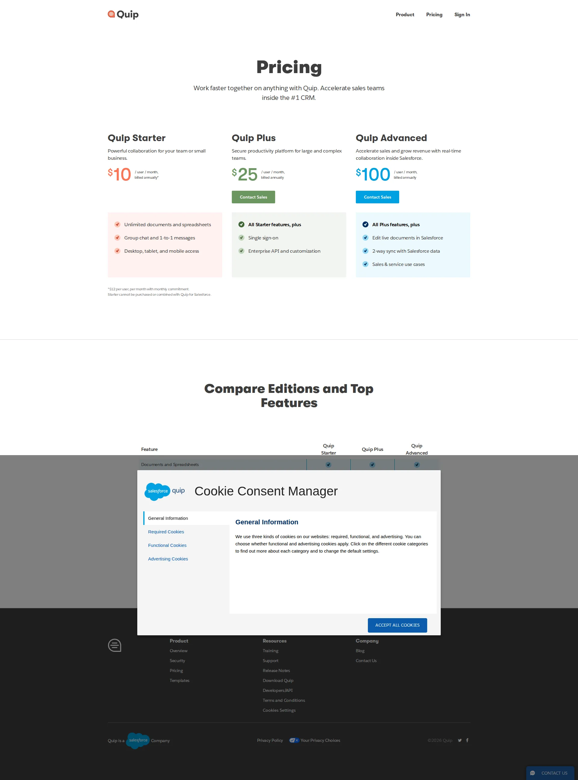 Quip pricing page screenshot