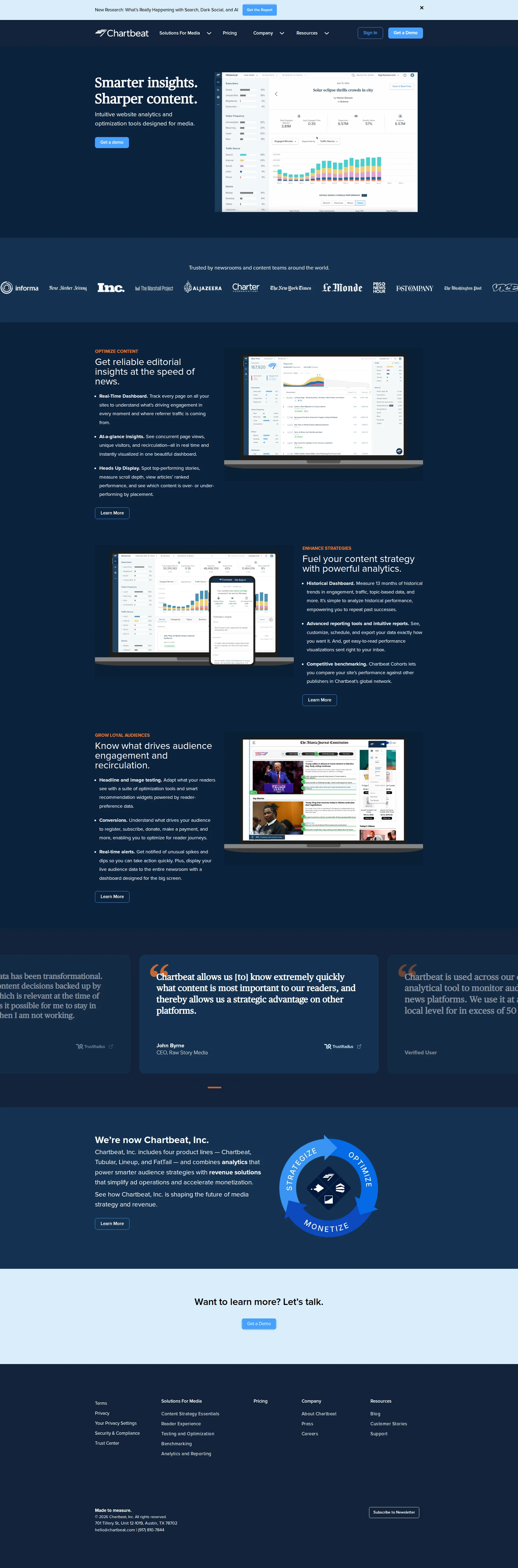 Chartbeat pricing page screenshot