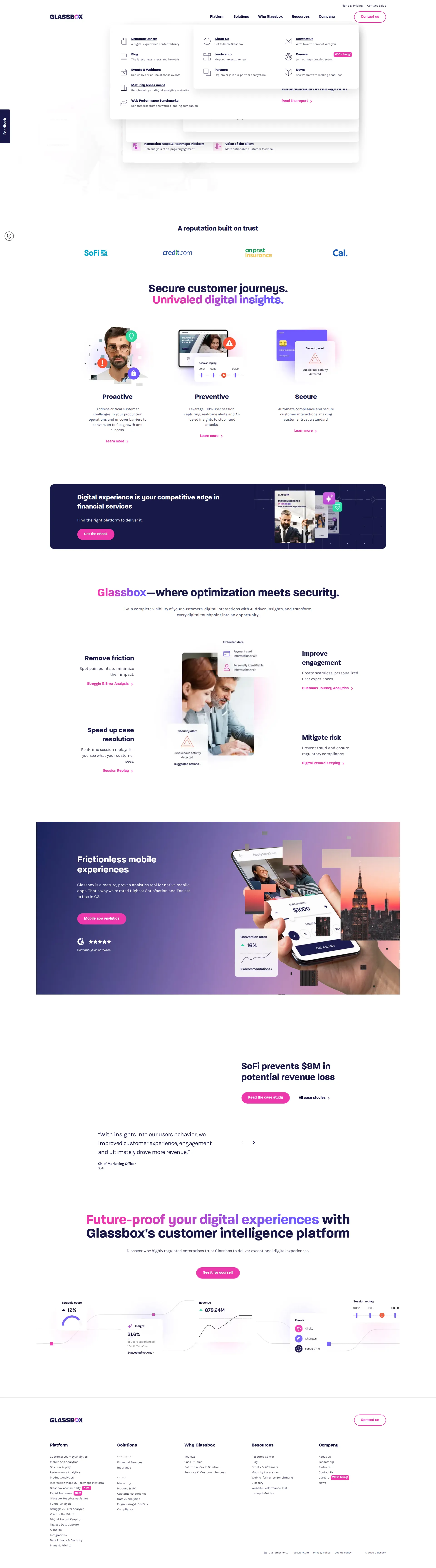 Glassbox pricing page screenshot
