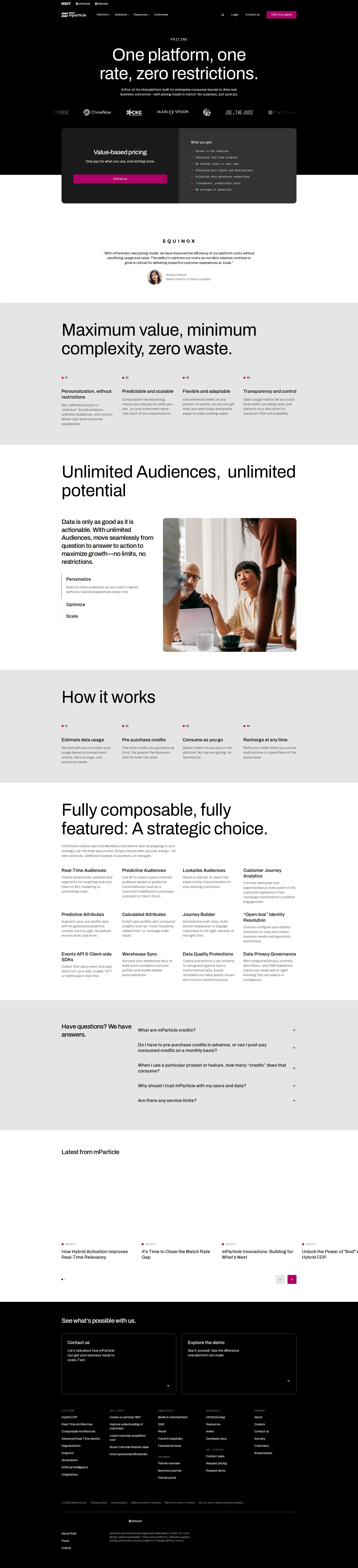 Indicative pricing page screenshot