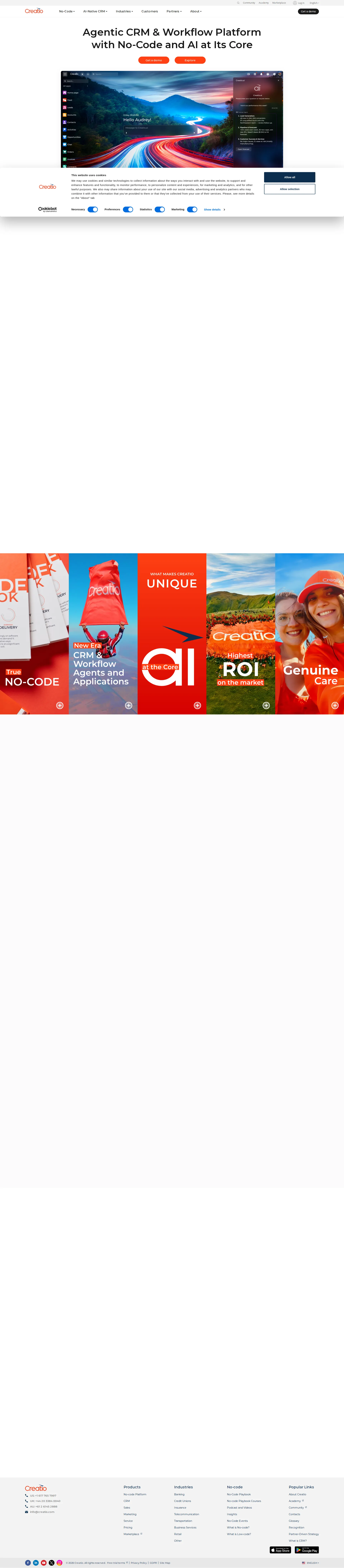 Creatio pricing page screenshot