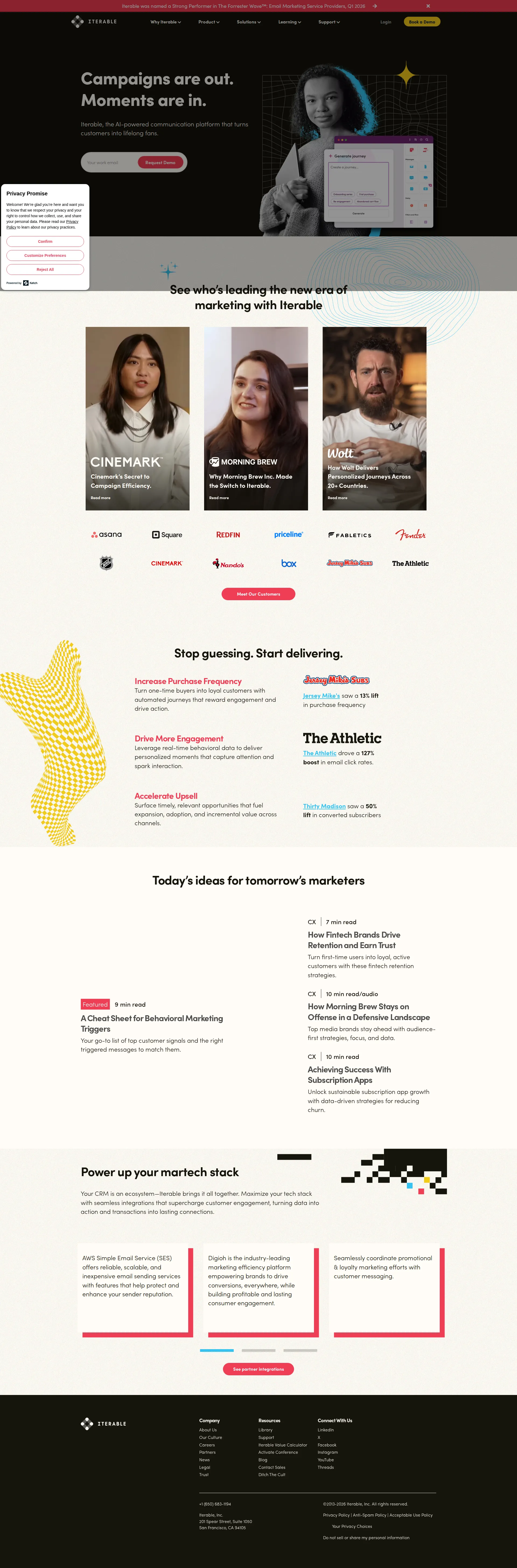 Iterable pricing page screenshot