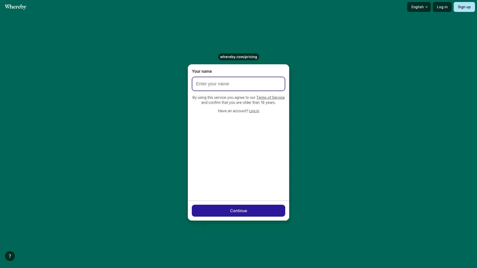 Whereby pricing page screenshot
