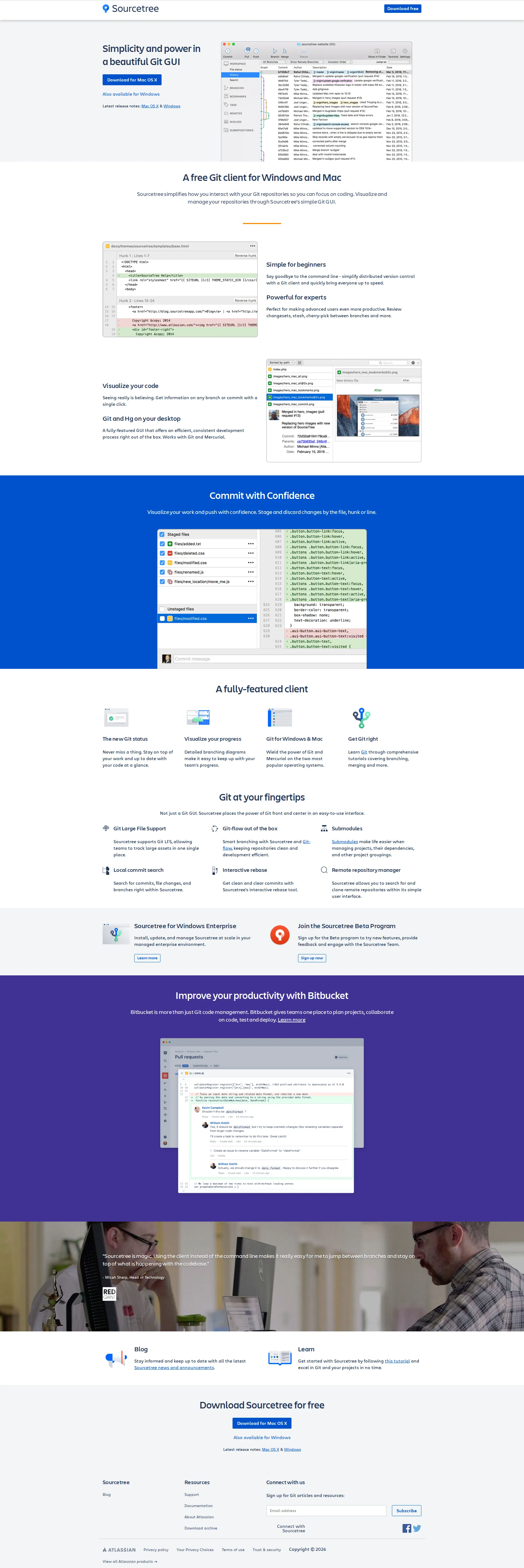 Sourcetree pricing page screenshot