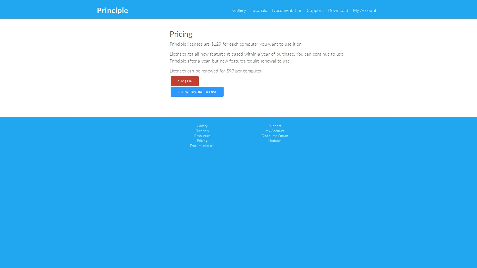 Principle pricing page screenshot