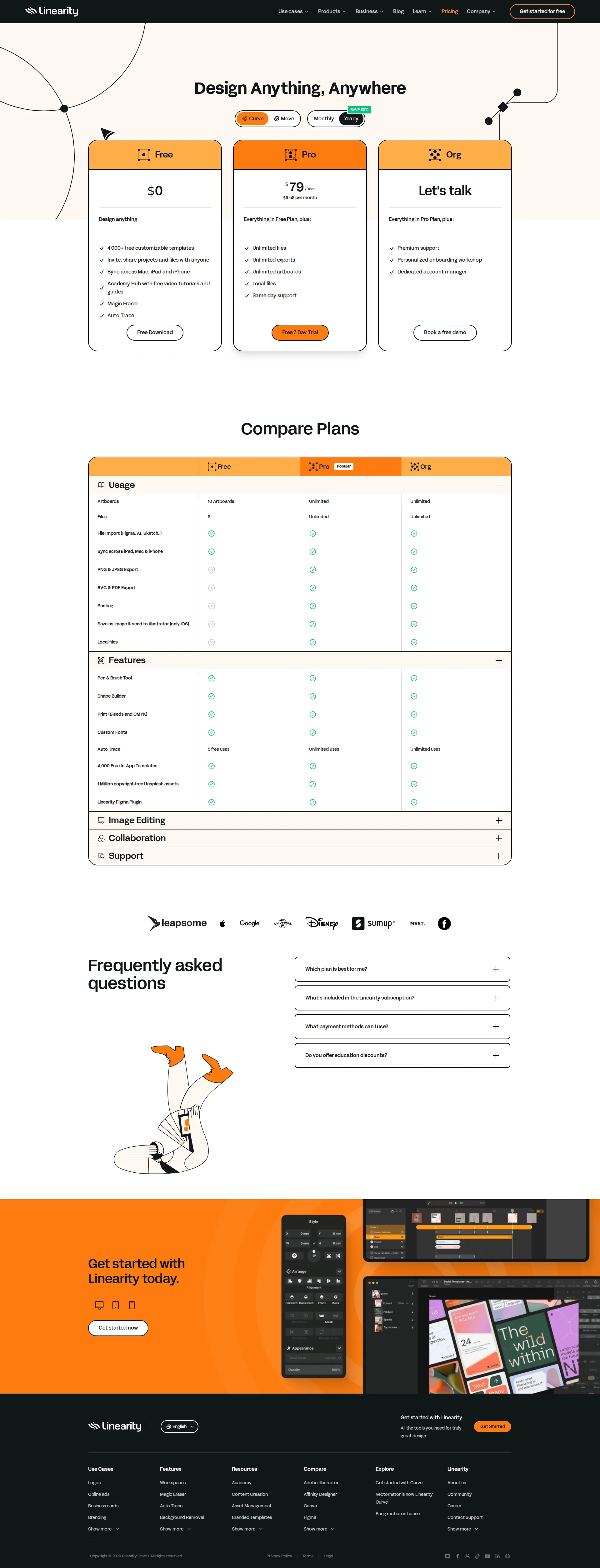 Vectornator pricing page screenshot